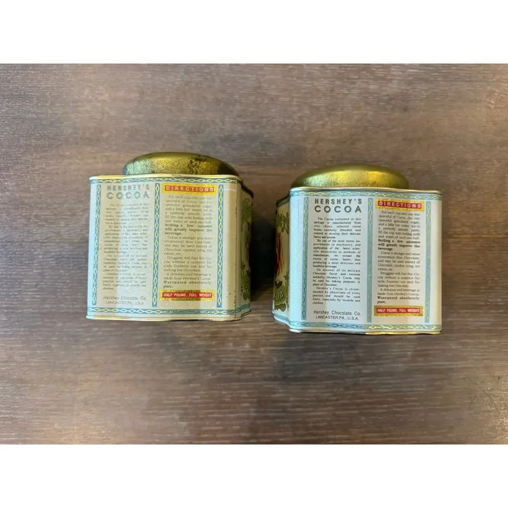 Vintage Hershey's Cocoa Powder Tin Set of 2 Retro Collectible